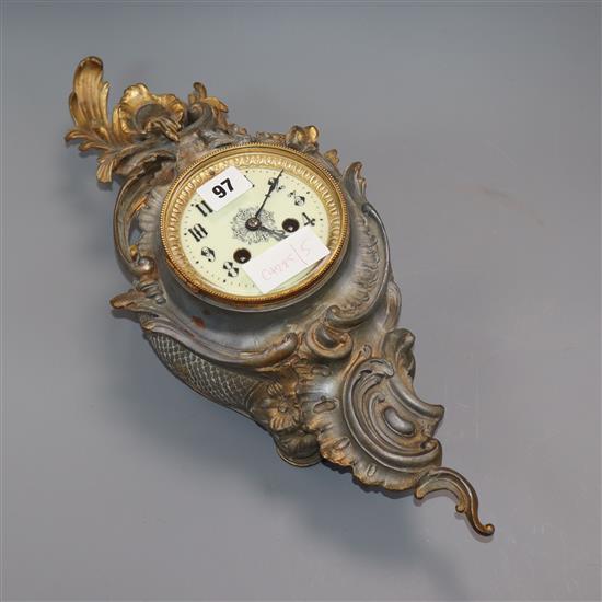 A French spelter wall clock length 37cm